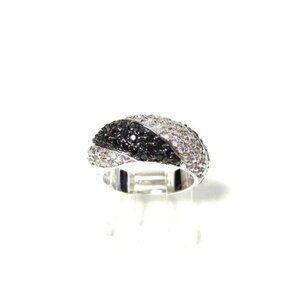 Black and Clear CZ Cubic Zirconia 50 Mils Rhodium Plated Ring